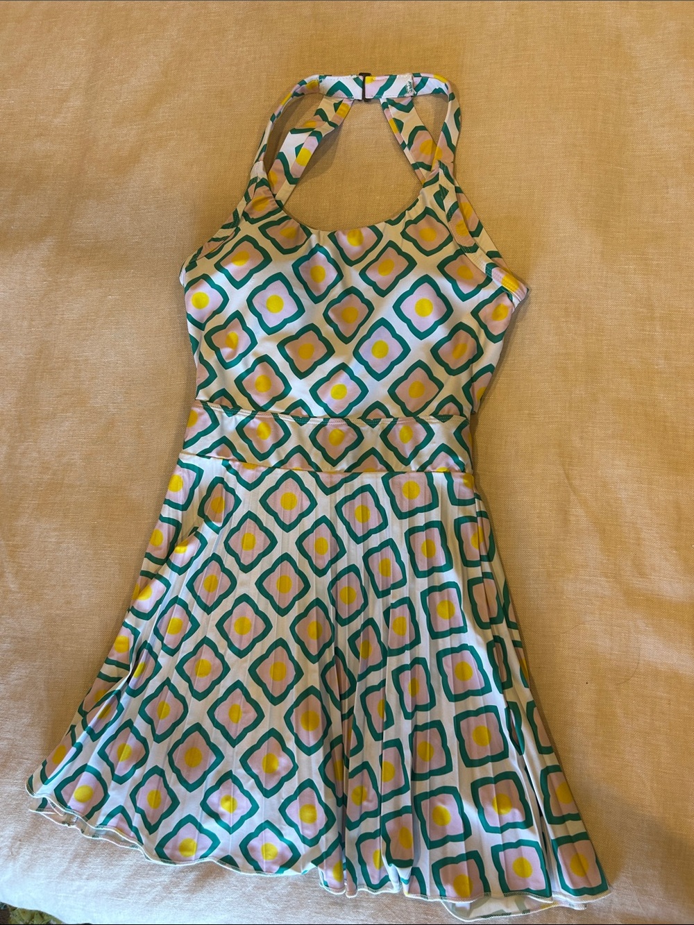 NWT Pieces & Peaches Jackie Tennis Dress Diamond Retro Pleated XS